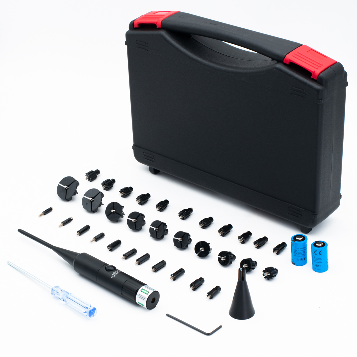 Rechargeable Bore Sight Kit Professional Red Laser Boresighter with 32 Adapters