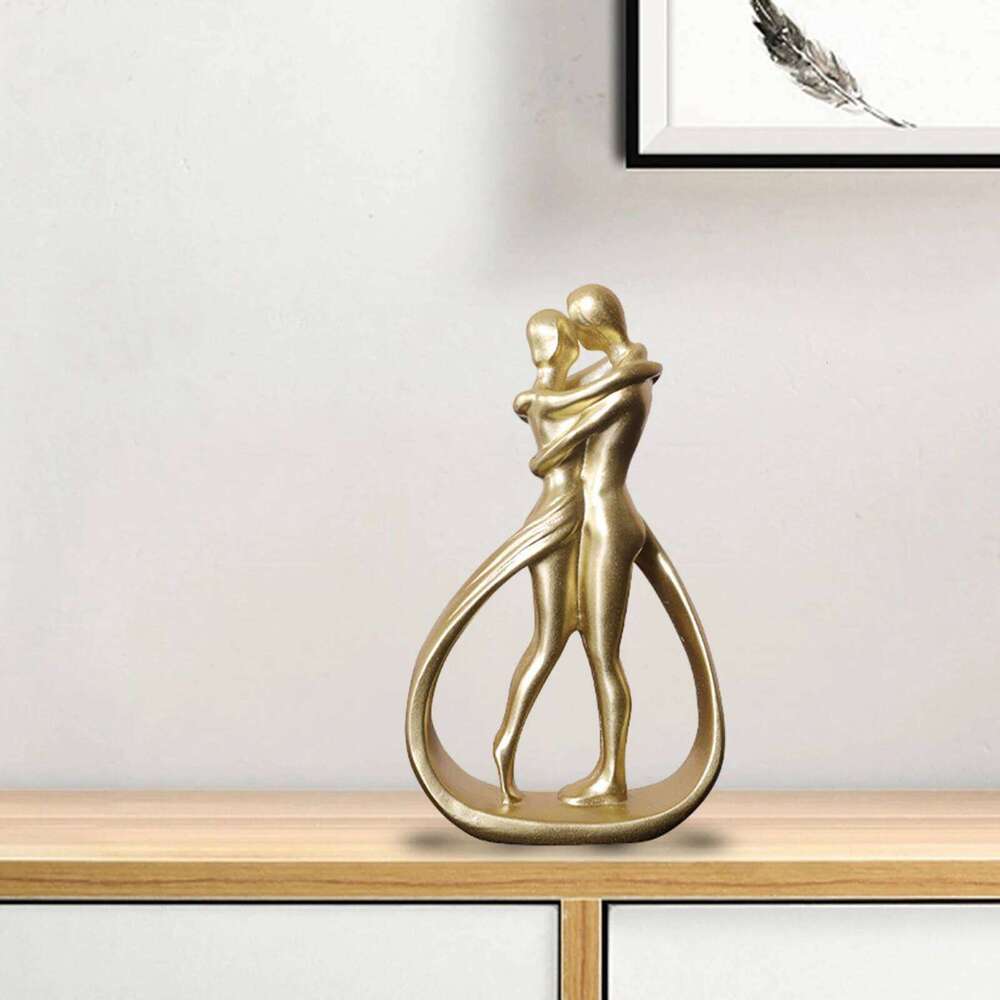 Resin Crafts Table Centerpiece Hugging Couple Abstract Figurine for Bookshelf Desk Home Office Fireplace S260204