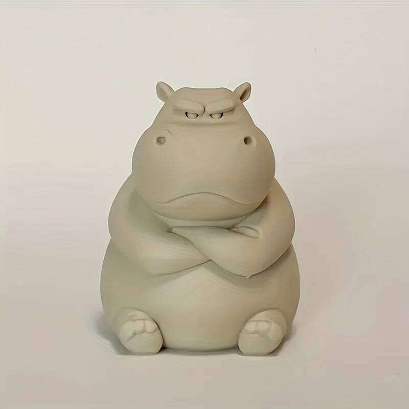 3D Printed Angry Hippo Dashboard Ornament - Durable Plastic Decor for Halloween & Christmas, Home Desk or Party S260204