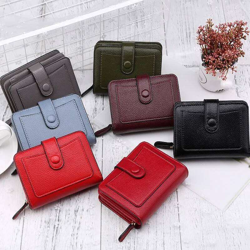 Women Wallets 2023 New Luxury Brand Red Black Small Mini Coin Purse Hasp Card Holder Lady Wallet Zipper Female Leather Buckle Z260205