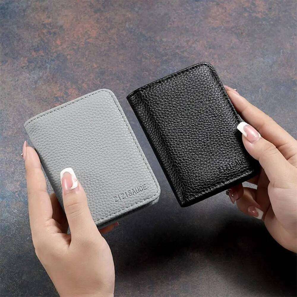 Multi-card Slot Solid Color Portable Leather Case Universal Bank Credit ID Bus Holder Travel Card Organizer Z260205