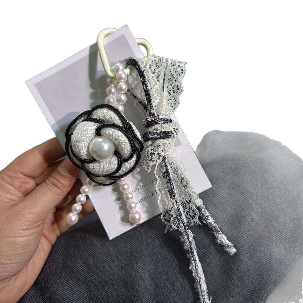 Keychain Designer Pearl Camellia New Ribbon DIY Bag Pendant Braided Rope Phone Accessory Keychain Chain