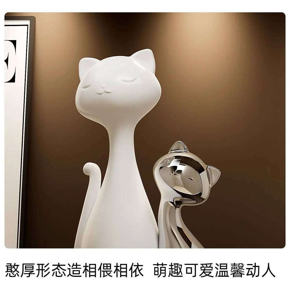 Creative Light Luxury High Grade Cat Ornament Elegant Niche Wine Cabinet Entrance Living Room Decorative Art Craft S260204