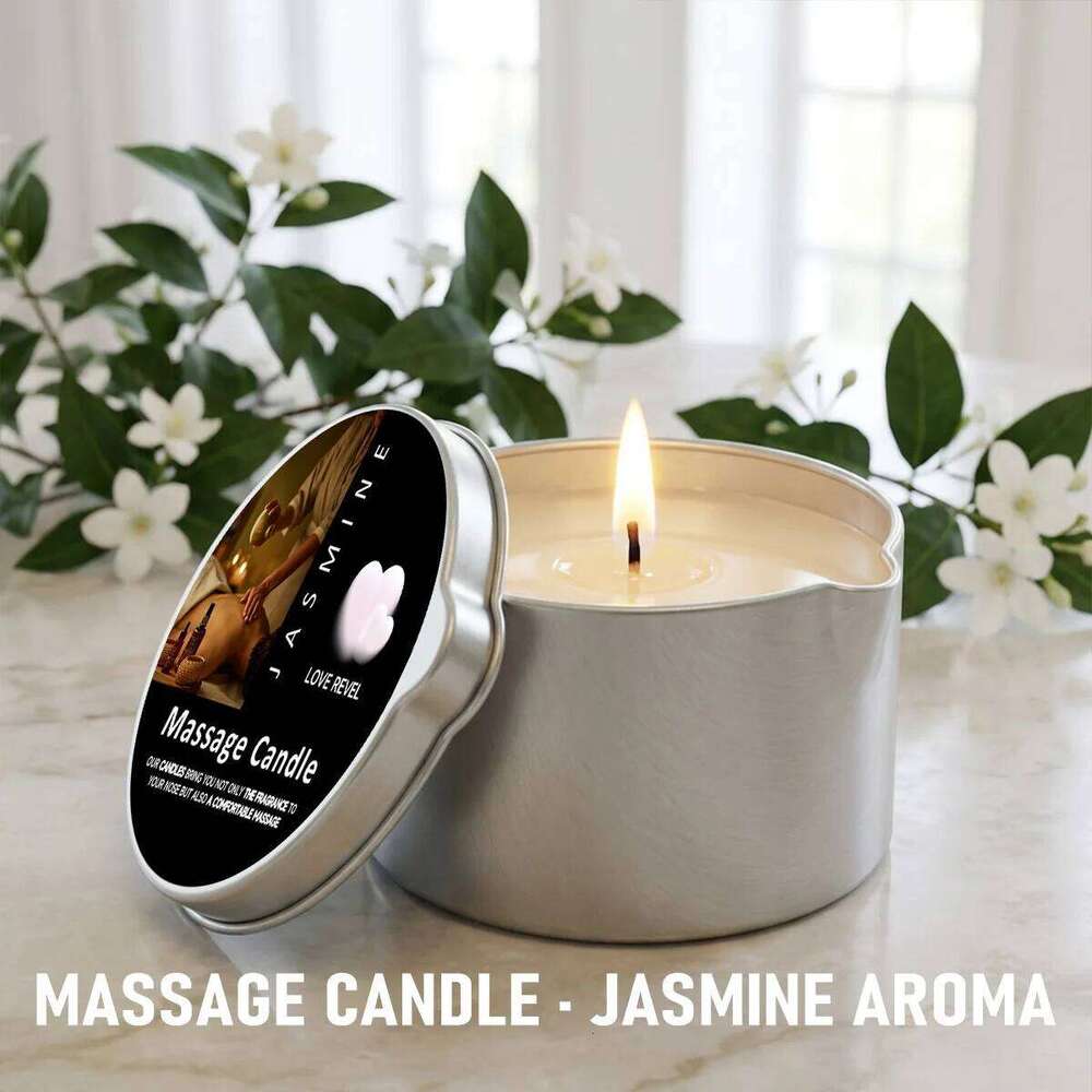 Massage Oil Jasmine 2oz Aromatherapy Candles with Soy Wax Moisturizing - Christmas Home Decoration Candle Holders Gift H260205