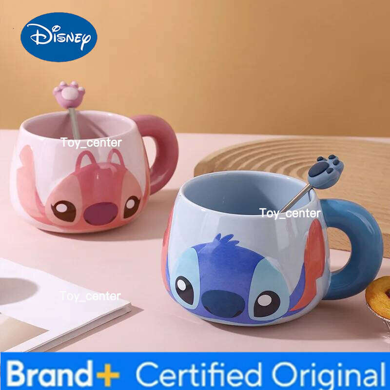 Disney 500ml Stitch Ceramic Coffee Mug With Handle Microwave Safe Large Cup Gift Box Birthday Present For Women Men Fans Collect H260205