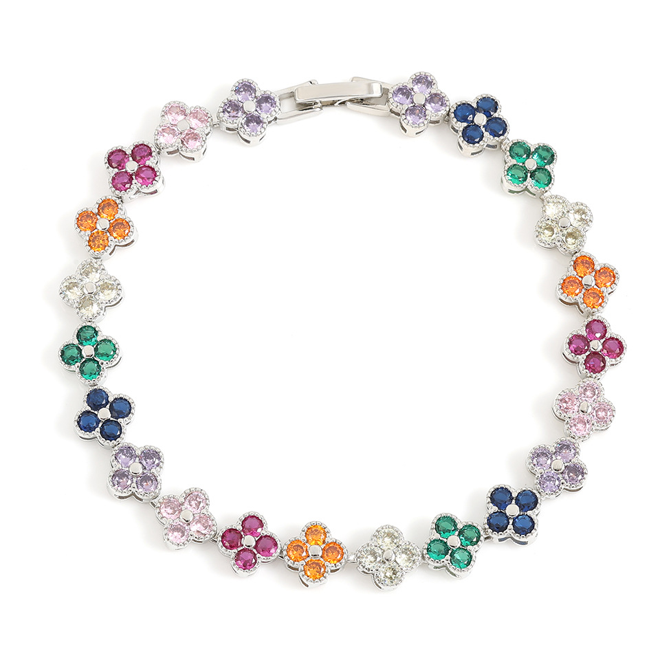 New Four-Leaf Clover Set Amazon Cross-Border Hot-Selling Colorful Zircon European and American Fashion Design Jewelry - view 6
