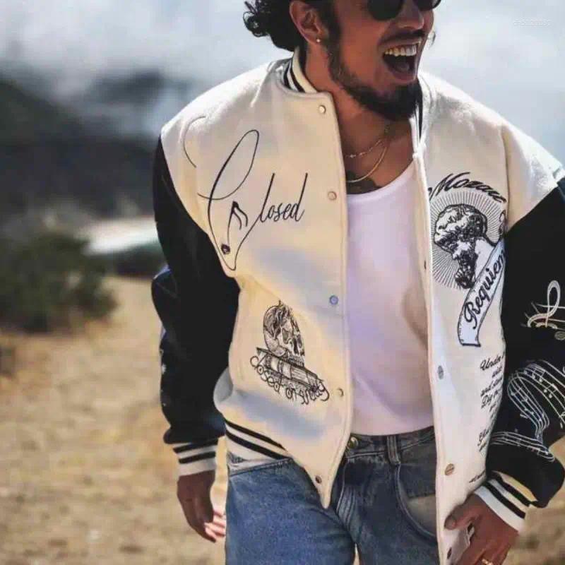 Men's Jackets Embroidery Varsity Jacket Men PU Leather Sleeves Oversized Bomber Women Baseball Coats Streetwear Clothing