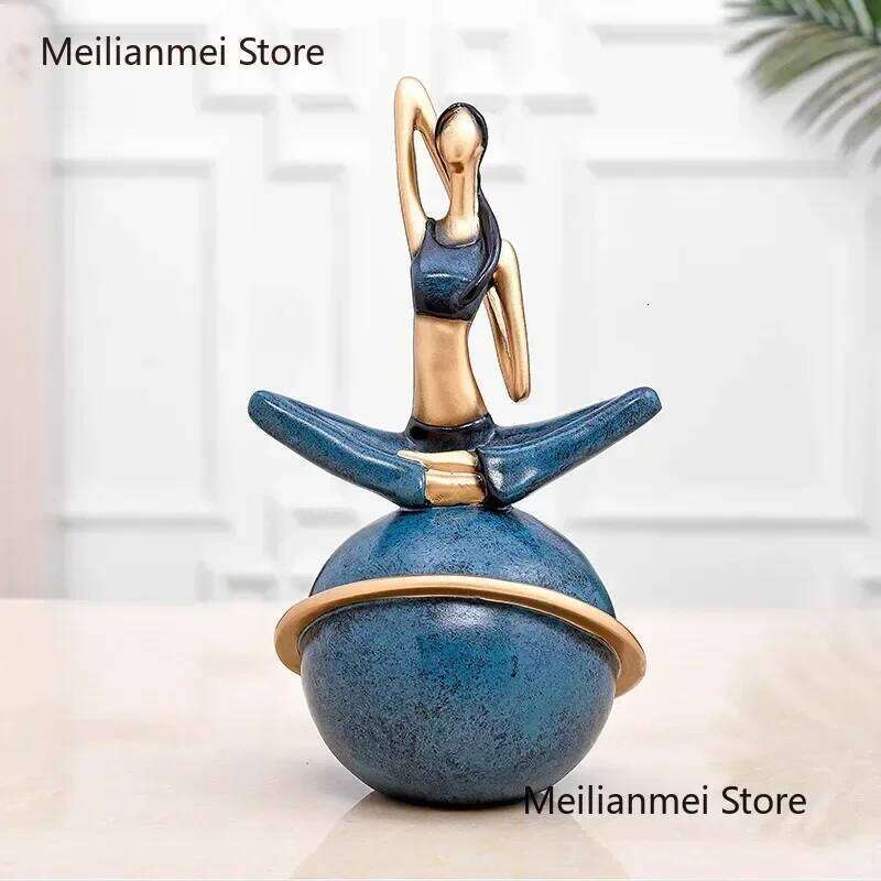 Desktop Decoration Trinkets Resin Figure Statue Decorative Figurines Home Decor Cute Girl Yoga Ornaments Gift S260204