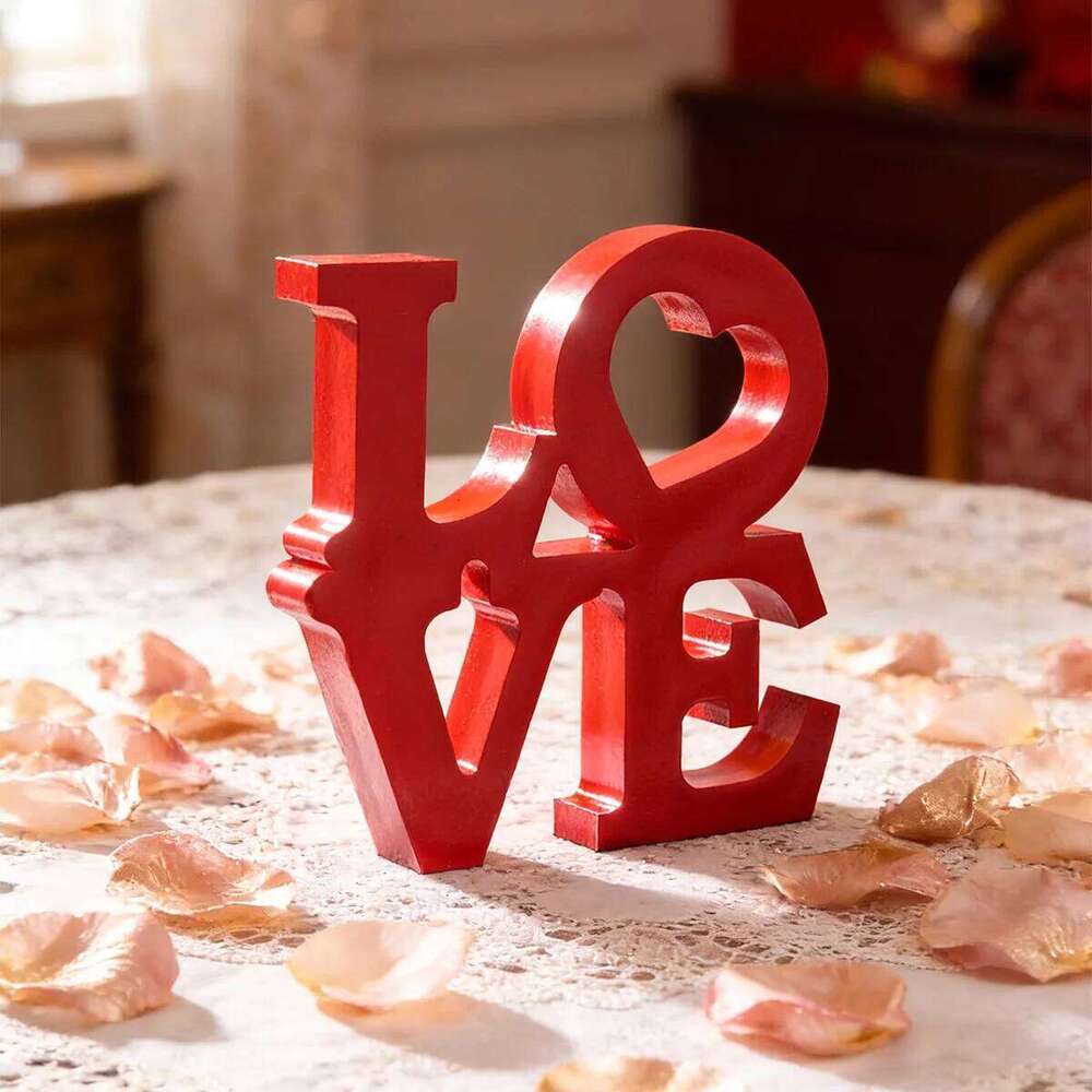 1PC, simple red double-layer LOVE letters, Valentine's day decoration, suitable for anniversary decoration S260204