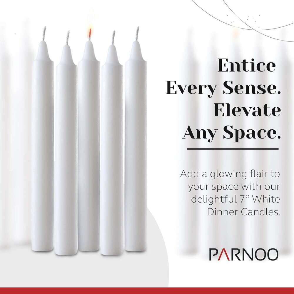 Tapered 80 Bulk Set of 6 Sticks 5 Hours Clean, Long-Burning Candlesticks Dripless Unscented & Hand-Dipped Tall for Dinners - White Taper Candles by PA