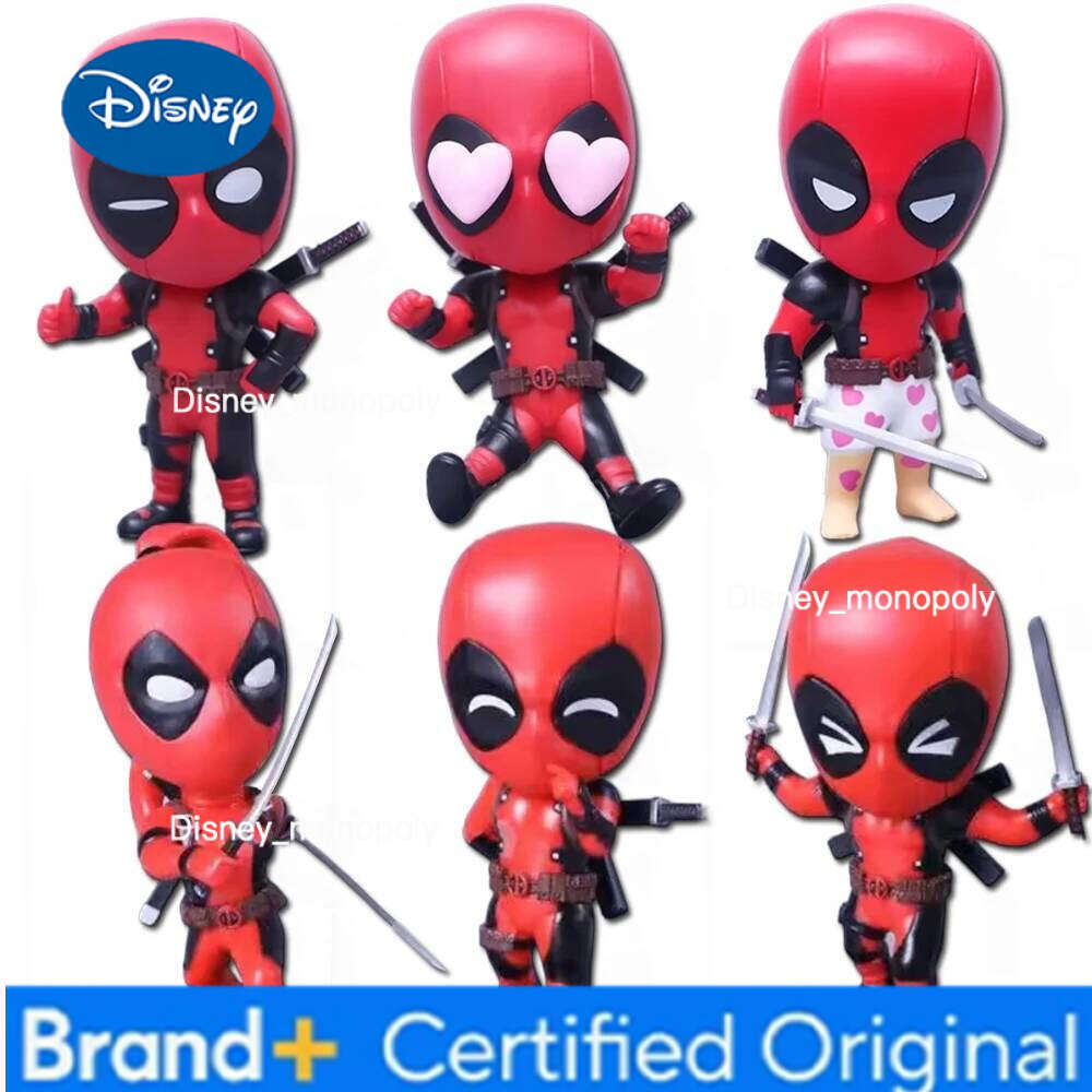 Disney 6pcs/set Marvel X-MAN DeadPool Super Hero Cute Version Figure Model Toys Desktop Decorations Birthday Gifts Boy 11.5cm H260205