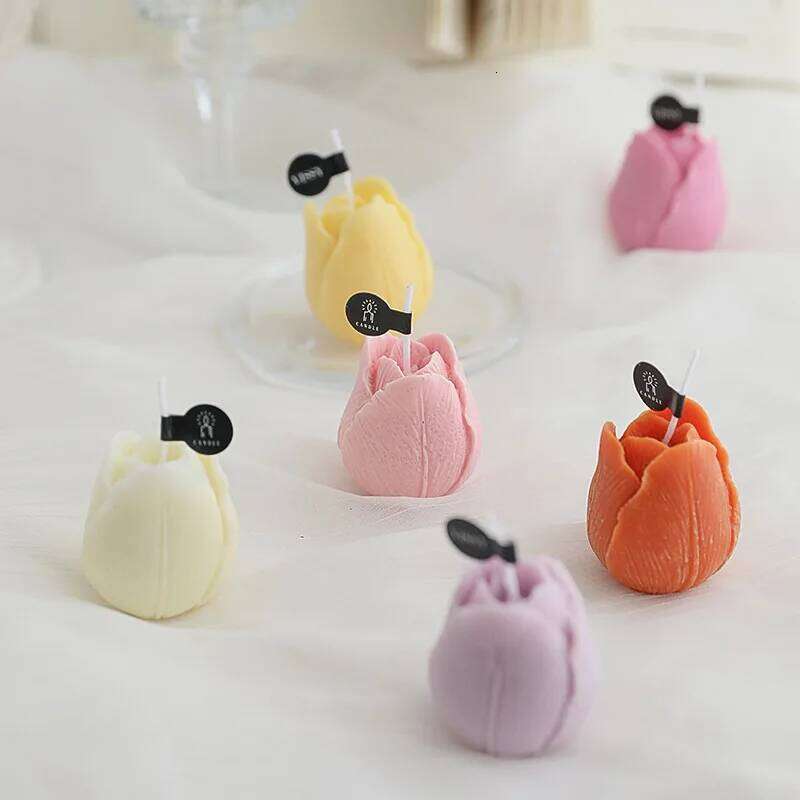 Tulip Aromatherapy Handmade Simulation Creative Gift Ornament Mother Day Flower Shaped Candle 1PC S260204