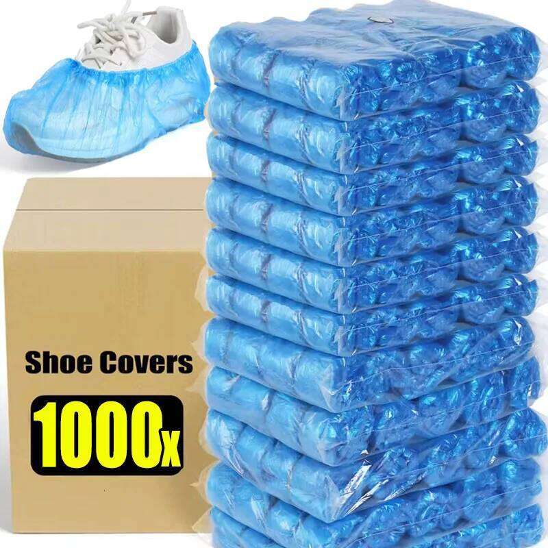100-1000pcs Disposable Waterproof Plastic Non-slip Foot Indoor PE Padded Overshoes Rain Mud-proof Shoe Cover S260204 d50