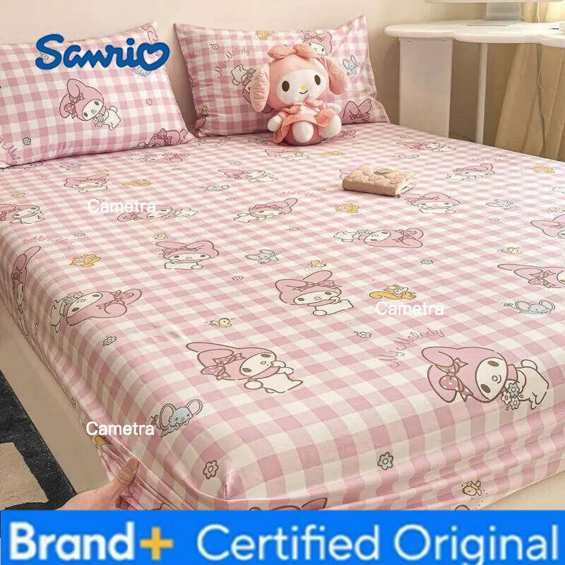 Sanrio Hello Kitty Cinnamoroll Kuromi anime cartoon cotton bedspread children's fitted Kawaii non-slip sheet gift H260205