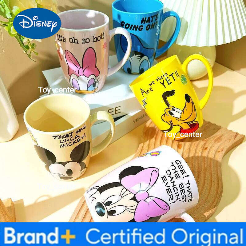 Disney Mickey Coffee Mug High-capacity Kawaii Travel Minnie Milk Cups and Mugs Korean Ceramic Cute Lotso Donald Daisy 530ml H260205