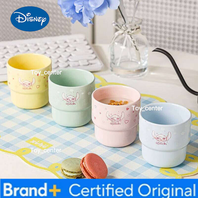 Disney Stitch Cartoon Anime Couples Mug Cute Ceramic Tea Coffee Printing Milk Cup Set Home Decoration Kawaii Gift for Girls H260205
