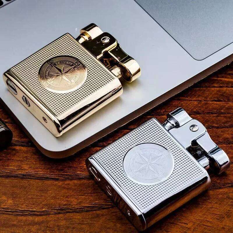 2023 HONEST Creative Retro Kerosene Metal Mini Push Cigarette Lighter Cigar Smoking Accessories Men and Women Gifts S260207