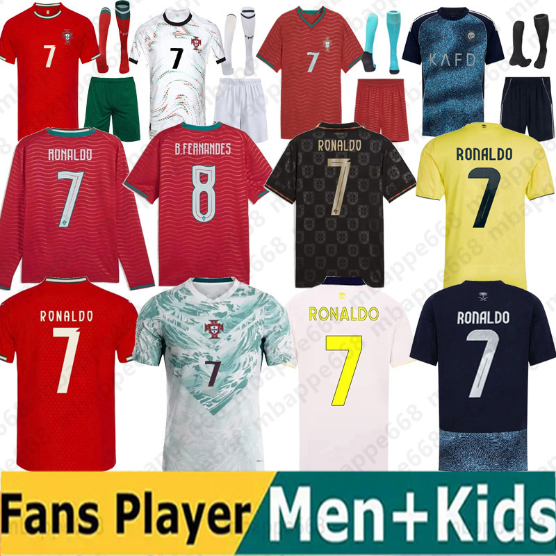 2026 World Cup Portugal Ronaldo football shirts Al Nassr FC Soccer Jerseys B.FERNANDES 26 27 Riyadh Ronaldo Men kit Portuguese national Child Shirt Kits Player