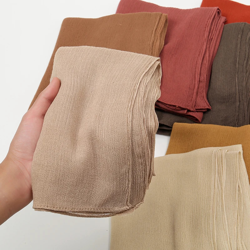 Arrival Crinkle Rayon Hijab Women Muslim Scarf Shawls Solid Headscarf Wraps Big Size Plain Islamic Turban Headbands Foulard 260204