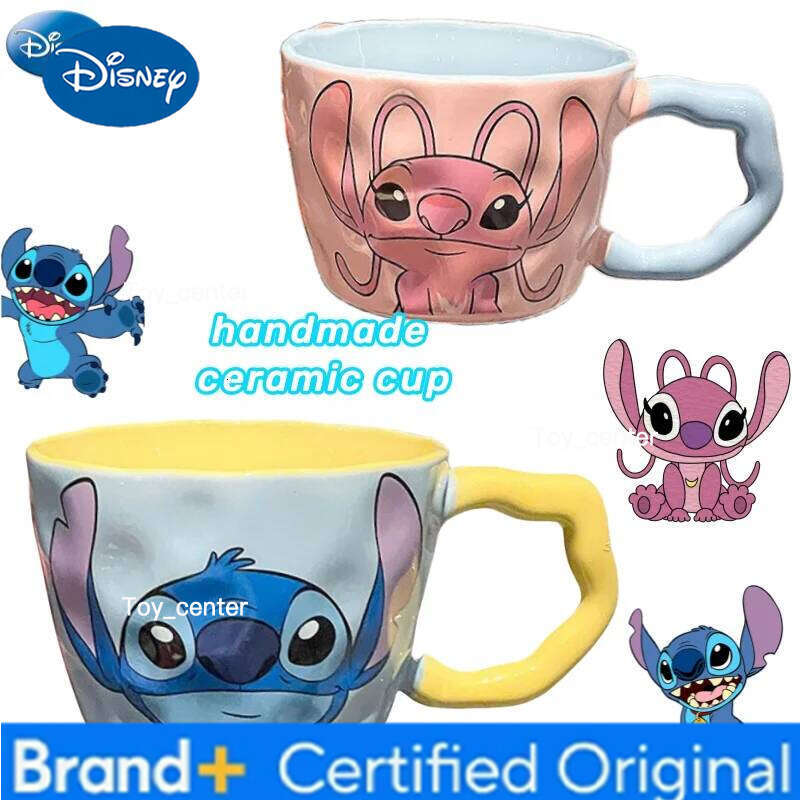 Disney New Stitch Angel anime-themed creative personalised cartoon couple ceramic milk coffee mugs high-quality festive gifts H260205
