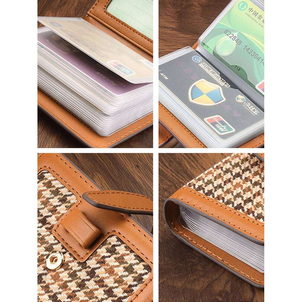 22 slot holders fashion PU leather coin anti demagnetization wallet organizer print/Houndstooth plaid card bag Z260205