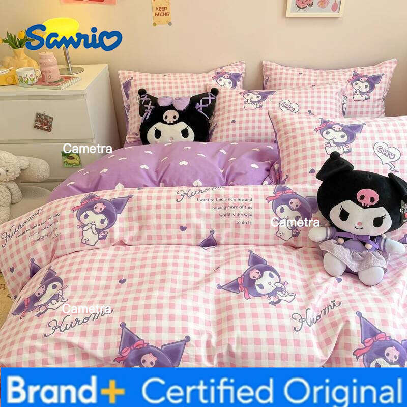 Sanrio Cartoon Of Four Cinnamoroll Kawaii Kuromi Home Four-piece Set Cute Cotton High-end Bed Sheet Quilt Cover H260205