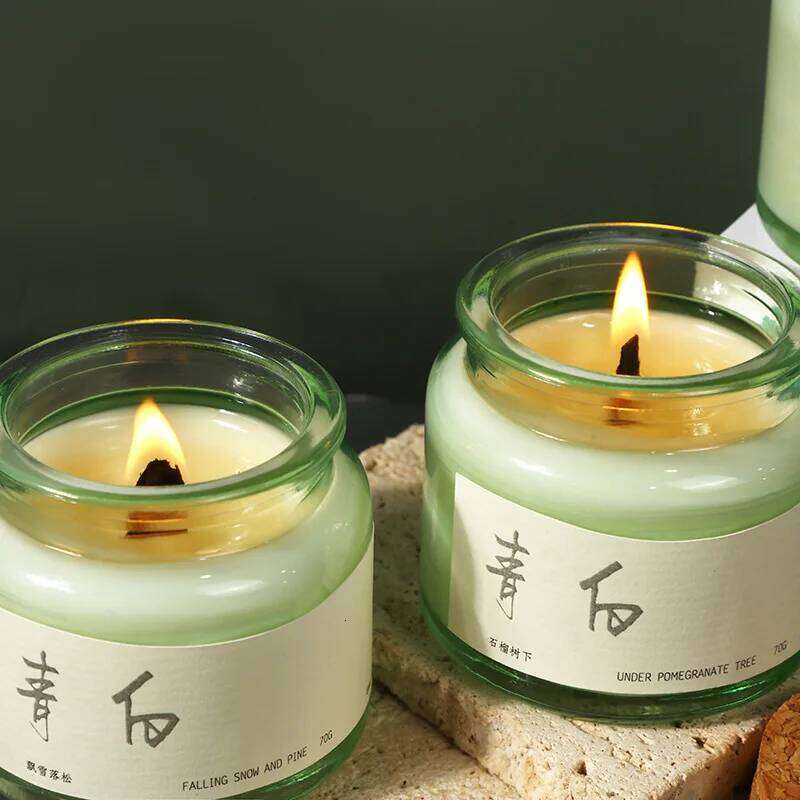 2pc 6x6.5cm Cork Green Cup Soy Fresh And Elegant Wax Portable Travel Set Romantic Scented Candle H260205