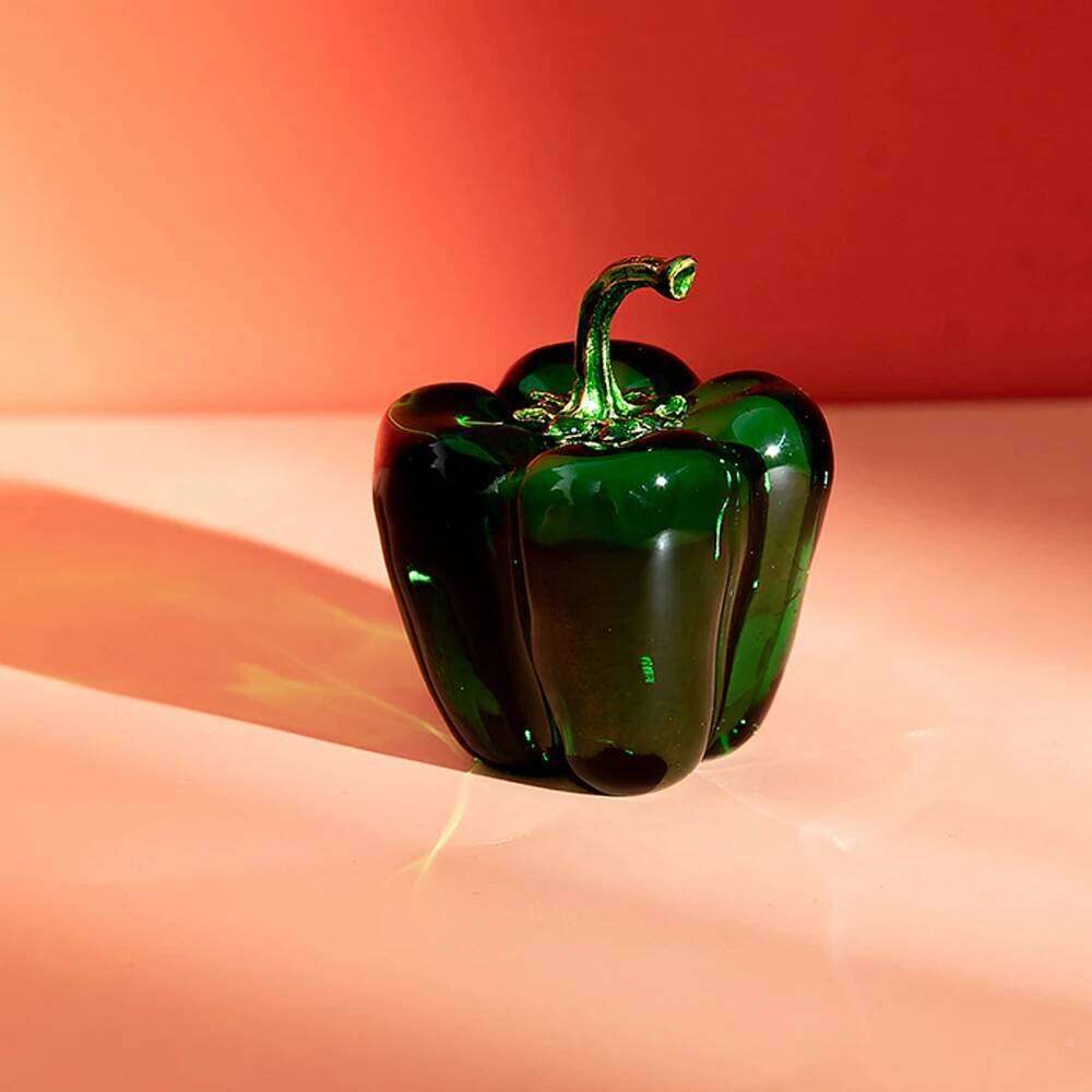 Color Crystal Chili Figurine Collectible Paperweight Glass Pepper Vegetable Ornament Table Office Home Decor Gift S260204
