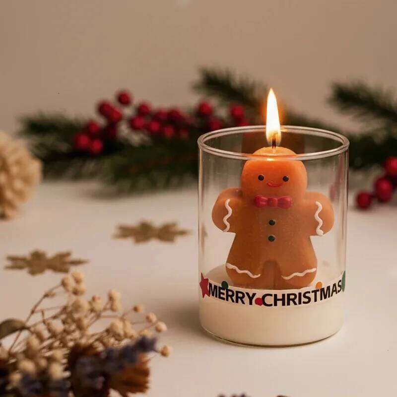 Christmas Scented Glass Cup Soy Wax Santa Tree Snowman Reindeer Gift Home Decoration Holiday Aromatherapy Candle H260205