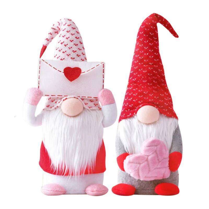 Valentines Day Faceless Gnome Plush Envelope Love Heart Elf Doll Home Desktop Ornaments Wedding Party Figurines Decoration S260204