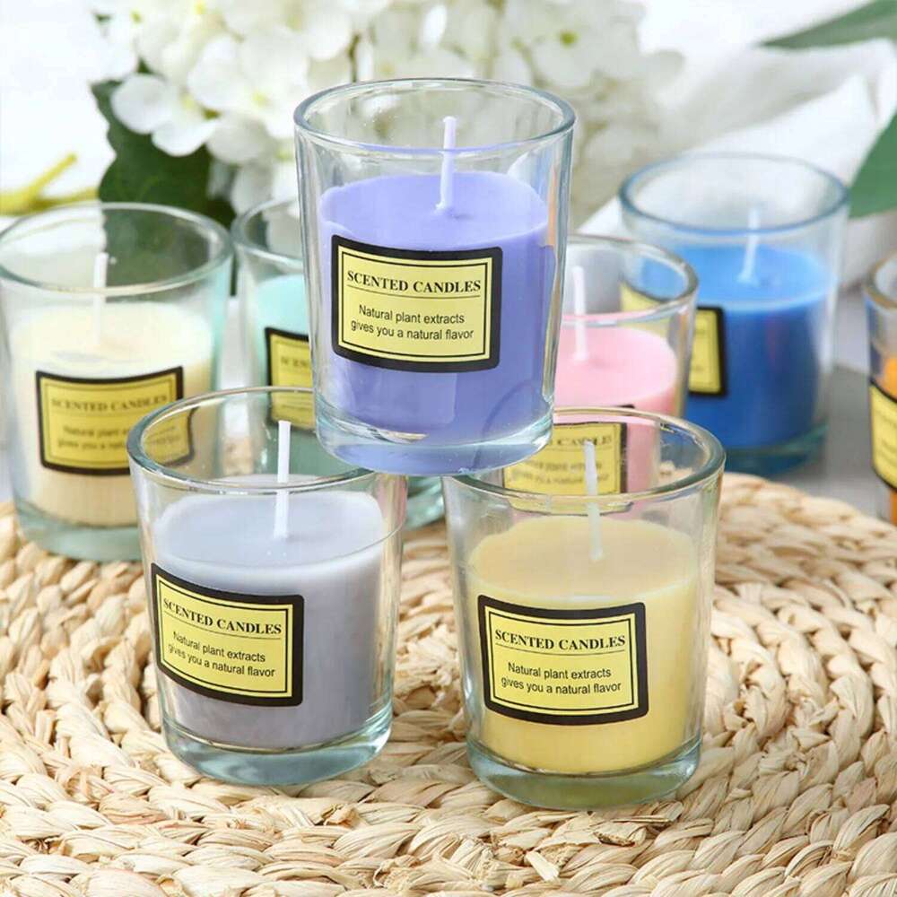 1pc Small Cup Frosted Glass Jar Candle Scented Minimalist Home Office Decor Multi-Purpose H260205