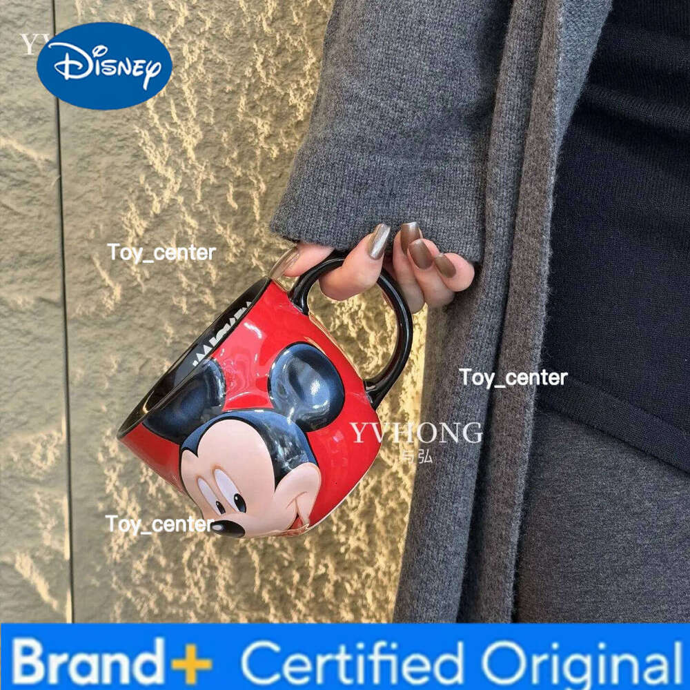 Disney Mickey cartoon cute ceramic mug creative personalised home office embossed couple coffee cup Christmas gift wholesale H260205