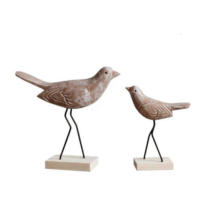 Retro Wood Craftsmanship Bird Ornament Living Room Entrance Window Wedding Decoration Home Accessories Figurine S260204