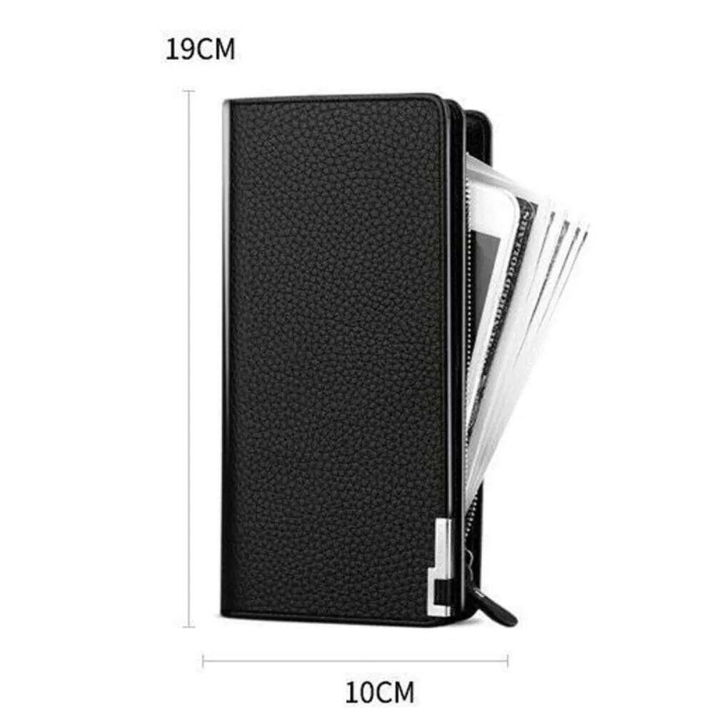 Men's Long Multi-card Slot Card Holder Business Wallet with Zipper Multi Functional PU Leather Coin Purse Man Gift Z260205