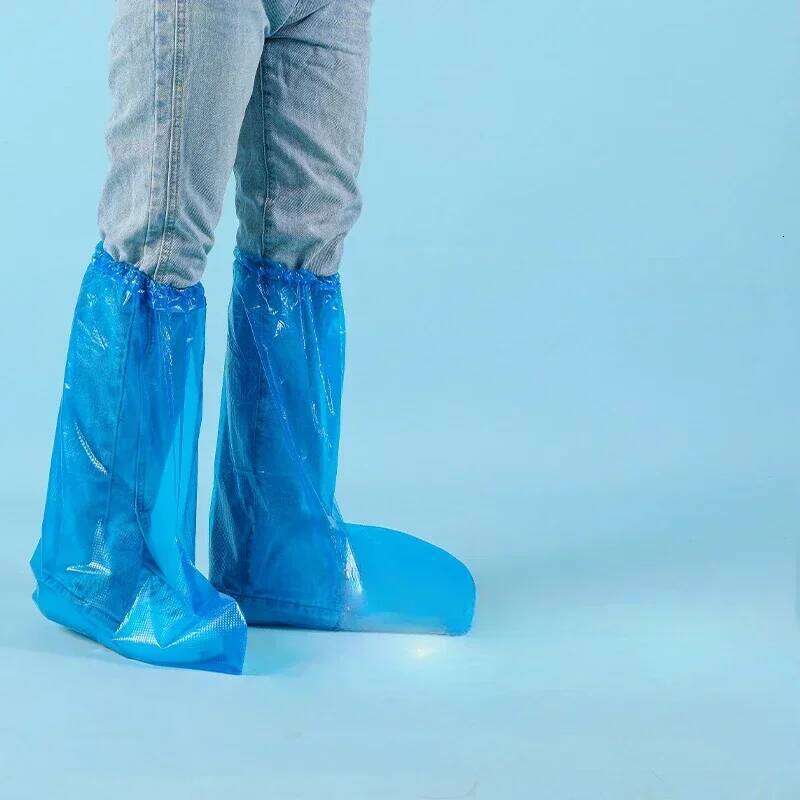 Disposable Plastic Shoe Thickened Long Footwear Boot Covers Shoes Cover Rain Waterproof S260204