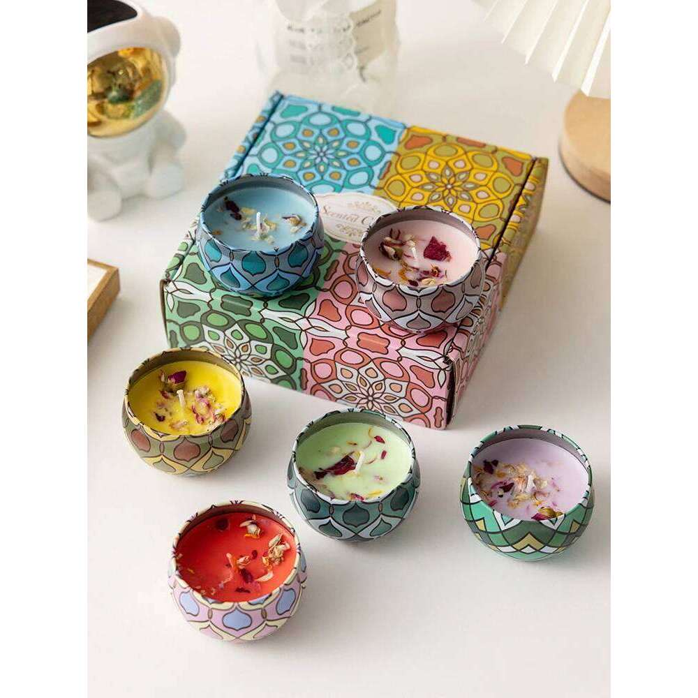 1pc Handmade DIY Jarred Scented Candle, Home Bedroom Air Freshener Ornament, Ethnic Series, Plant Fragrance H260205