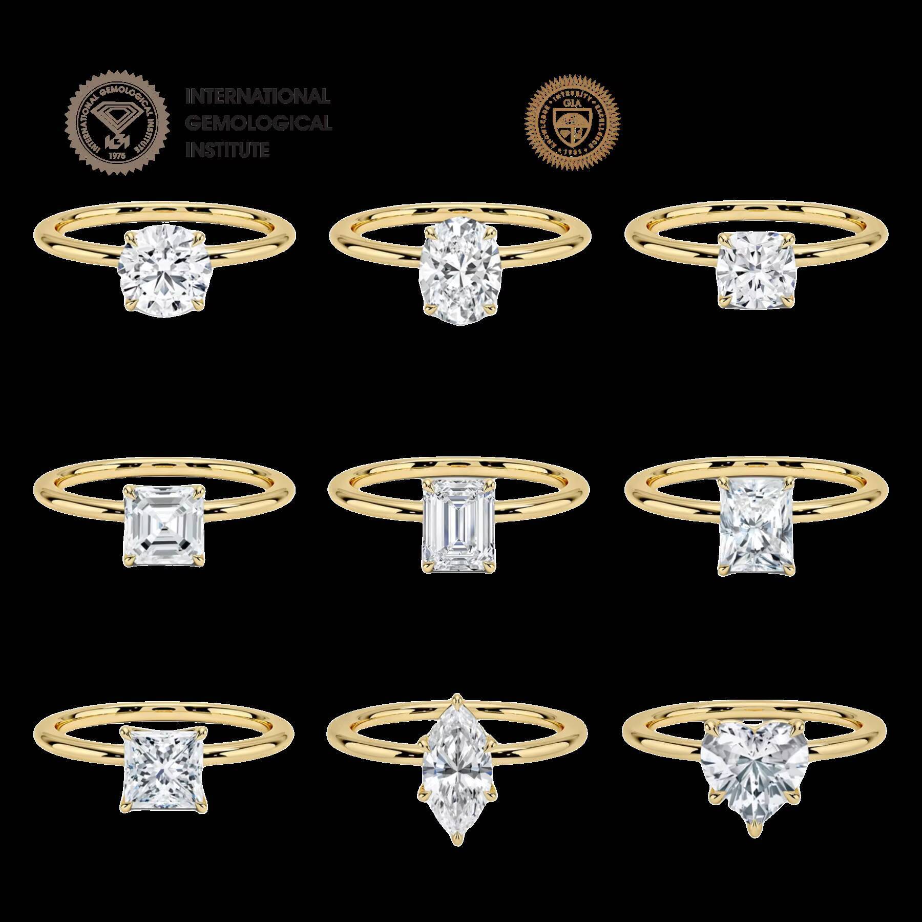 IGI Certified CVD HPHT Lab Grown Created Diamond 10k 14k 18k Solid Gold Ring Engagement Ring
