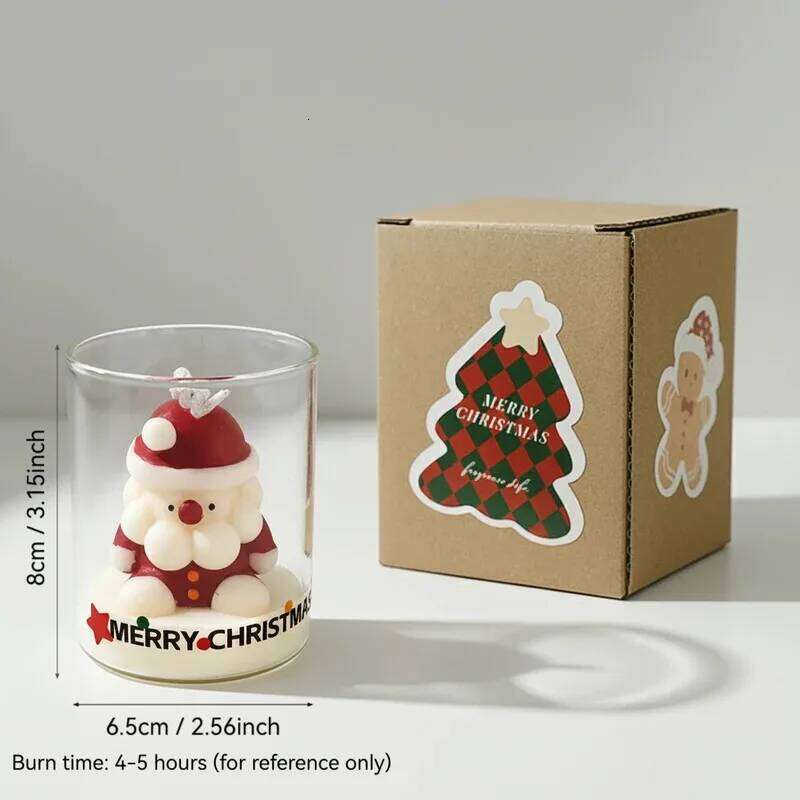 Christmas Scented Glass Cup Soy Wax Santa Tree Snowman Reindeer Gift Home Decoration Holiday Aromatherapy Candle H260205