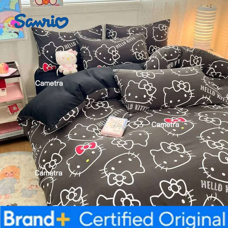 Sanrio Hello Kitty Quilt Kuromi Suit Soft Comfortable Household Goods Cute Student Bed Sheet Duvet Cover Dormitory Bedding H260205
