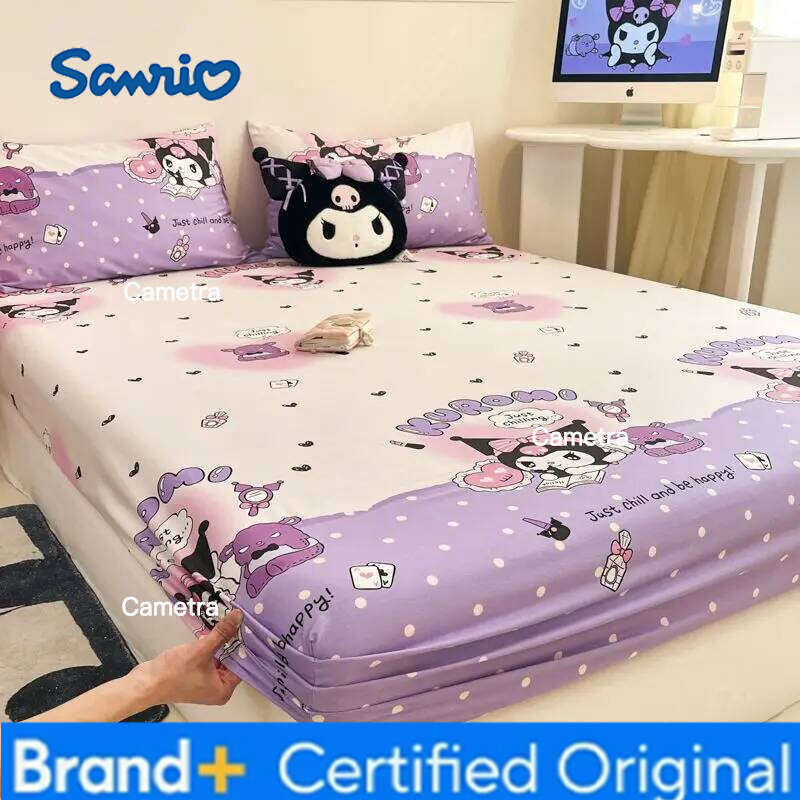 Sanrio Hello Kitty Cinnamoroll Kuromi anime cartoon cotton bedspread children's fitted Kawaii non-slip sheet gift H2602051