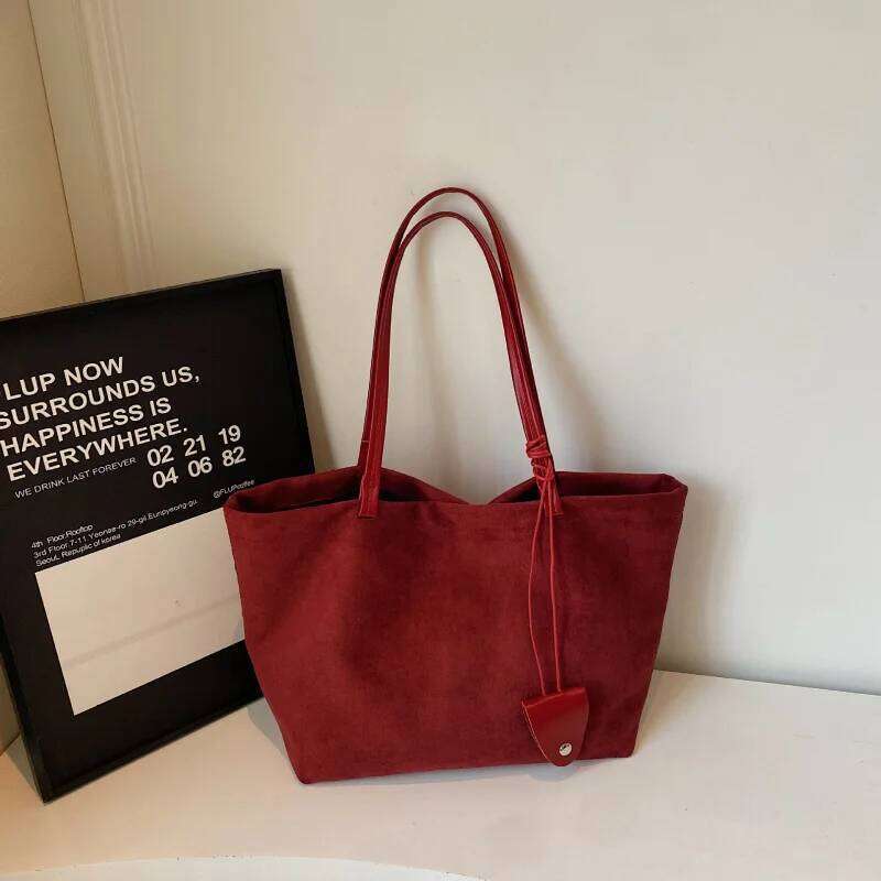 Light Luxury Niche High-End Capacity Tote Commuter Suede Shoulder Retro Fashion Stylish Underarm Bag Y260204