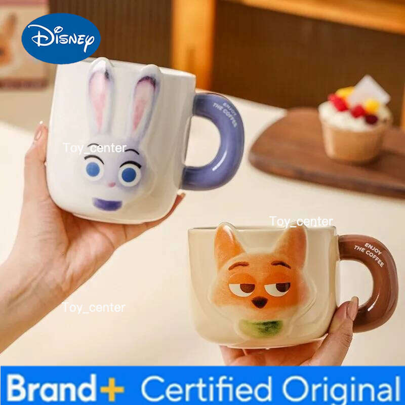 Disney Animal Ceramic Mug Heat-resistant Coffee Breakfast Milk Oat With Handle Large Capacity Relief Couple Cup Gift H260205