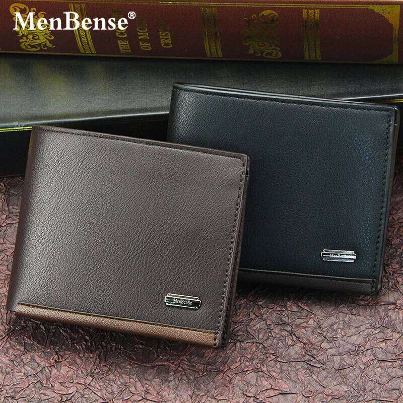 NEW Men's PU Leather Business Card Holder Premium Short Real Cowhide Wallets for Man Luxury Money Bag Coin Purse Clutch Z260205