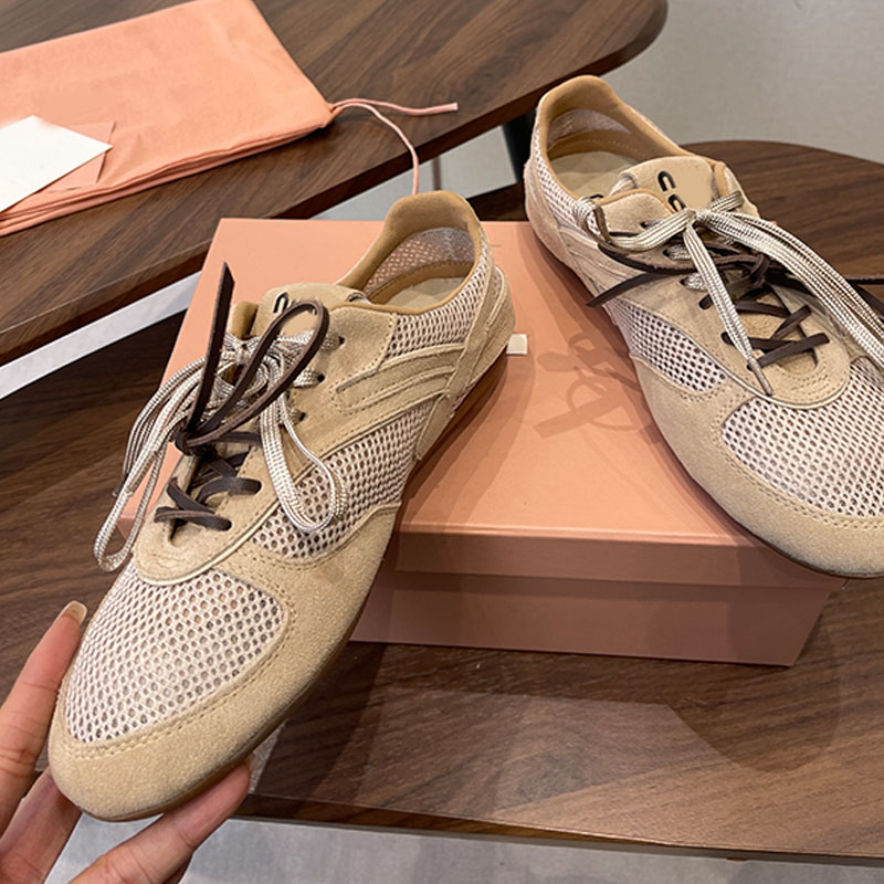 2026SS Gymnasium Mesh Suede Sneakers lightness ventilate fabric leather laces sports shoes Spring Summer New Fashion Show Mary Jane style casual shoes