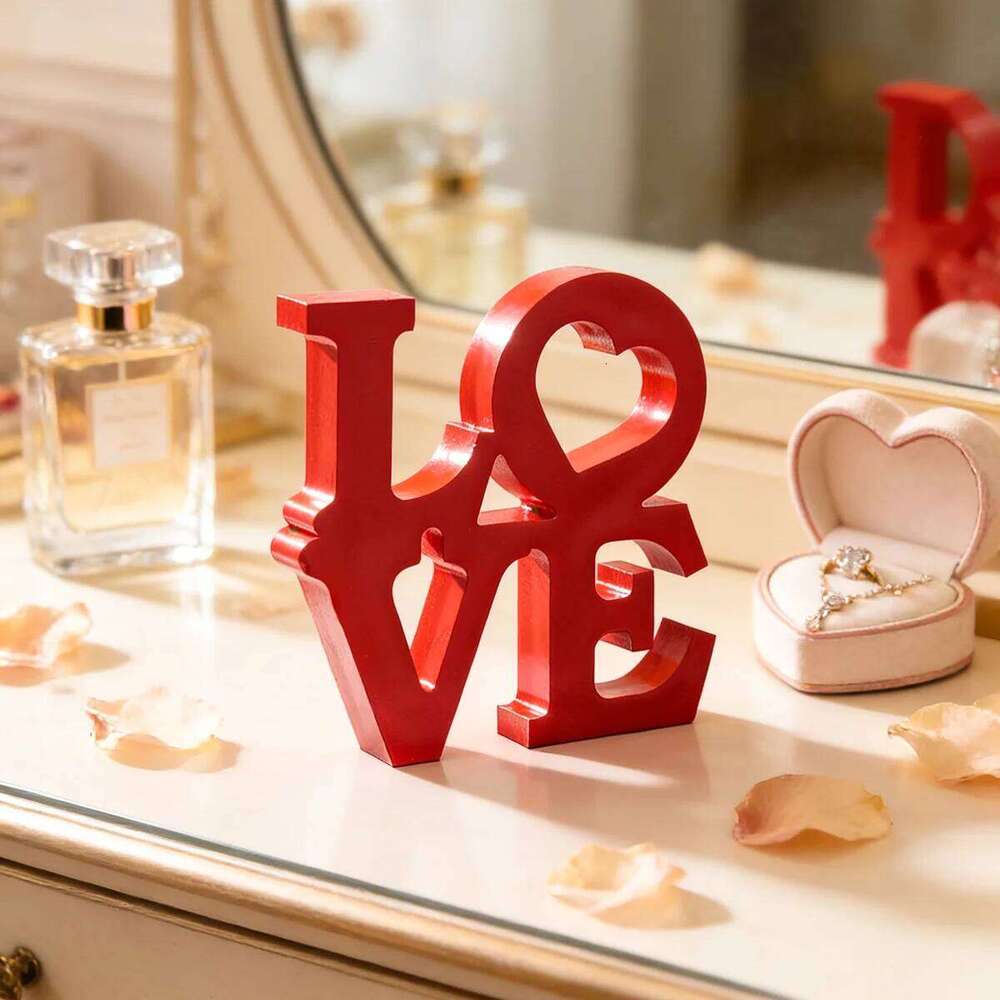 1PC, simple red double-layer LOVE letters, Valentine's day decoration, suitable for anniversary decoration S260204