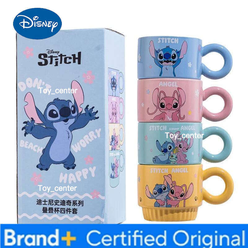 Disney Kawaii Cartoon Anime Peripheral Stitch Model New Ceramic Household Milk Coffee Mug High Appearance Stacked Cup Birthday Gift H260205