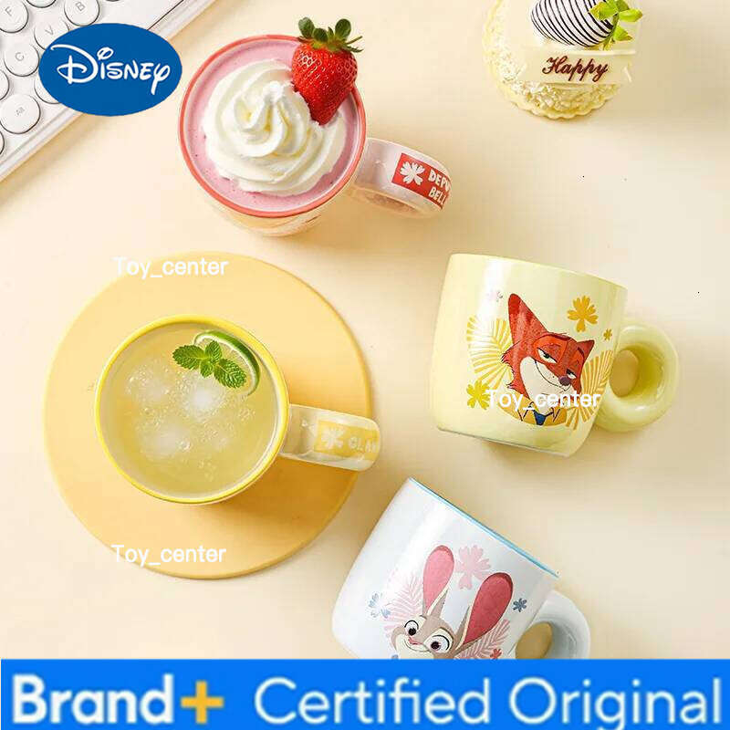 Disney Zootopia Cartoon Anime Couples Mug Cute Ceramic Tea Coffee Milk Graduated Cup Set Home Decoration Kawaii Gift for Girls H260205