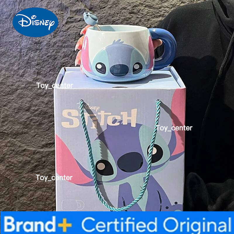 Disney New Stitch Cartoon Kawaii Milk Mug Home Drinking Mouth Brushing Coffee Cute Water Cup Birthday Gift H260205