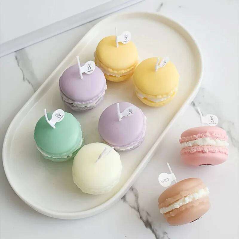 Decorative Scented Candle Nice-looking Bright Color Macaron Shape Aromatherapy Candles Shooting Props S260204