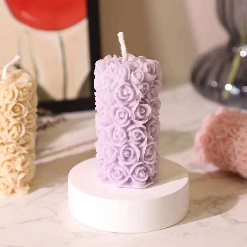 Rose Column Scented Sculpted Shape Fragrance Aromatherapy Candle Smokeless Candlestick Decoration Birthday Gift Aromatic S260204